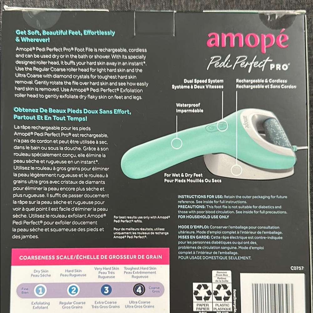 NEW AMOPE PEDI PERFECT PRO Rechargeable Foot file - Picture 2 of 5